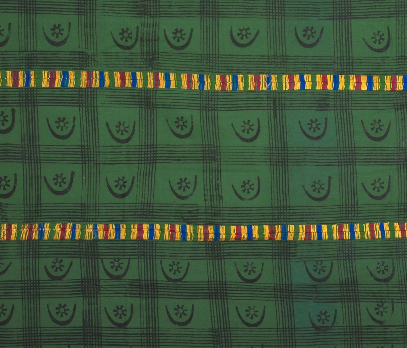 Hand Stamped Adinkra Cloth – Vintage 1980s Women Size 63" × 41"