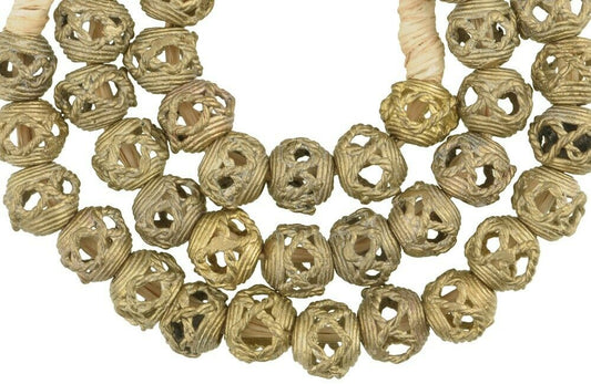 Handmade Ashanti Brass Beads Strand, 20.5" - Tribalgh - alternate view