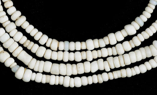 Exquisite Tiny White Old Venetian Seed Beads Strand • 27″ Vintage Trade Beads