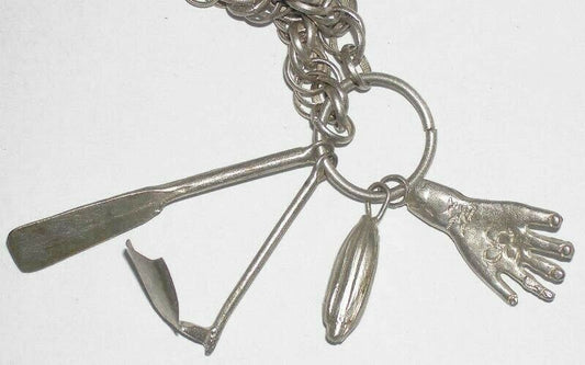 Old African Silver Suman Ghana Ashanti Handmade Boho Art Necklace Charms Jewelry - alternate view