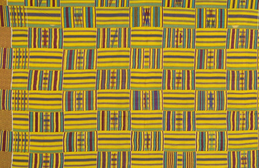 Handwoven Ashanti Kente Cloth – Vintage 1970s Woman Size 67″×30″