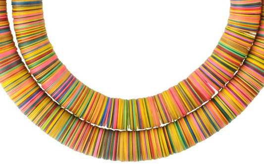 Rare Old Bohemian Czech Glass Trade Beads - 15Mm Vulcanic Disks - alternate view