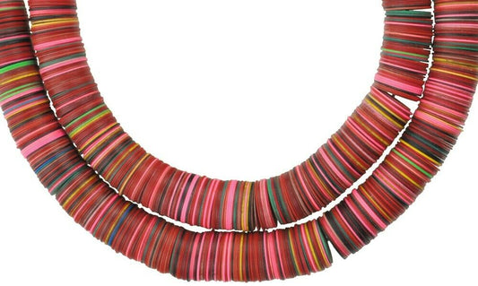 Rare Old Bohemian Czech Vulcanic Disks - Large African Trade Beads - alternate view