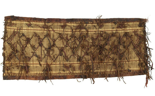 Authentic Tuareg Straw Mats – Straw & Leather Ethnic Carpet 87×37 cm