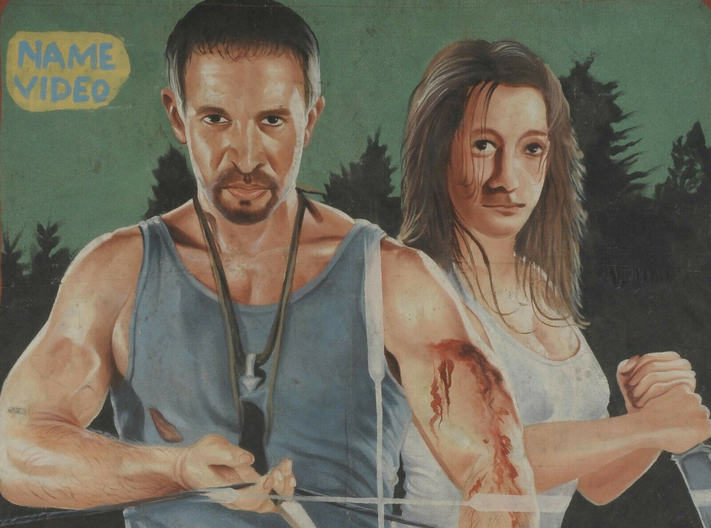 Oxota - Piranha Ghanaian Hand-Painted Action Movie Poster - alternate view