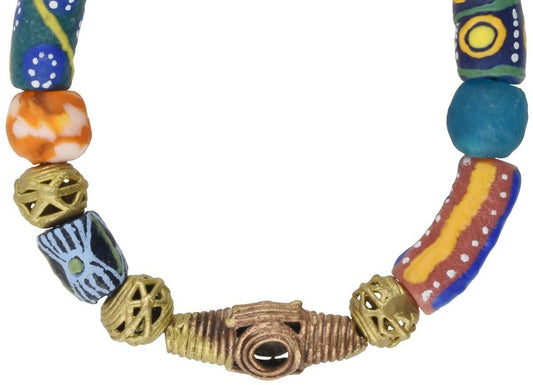 Handmade Beaded Bracelet With Brass & Glass Beads - Ghana - alternate view