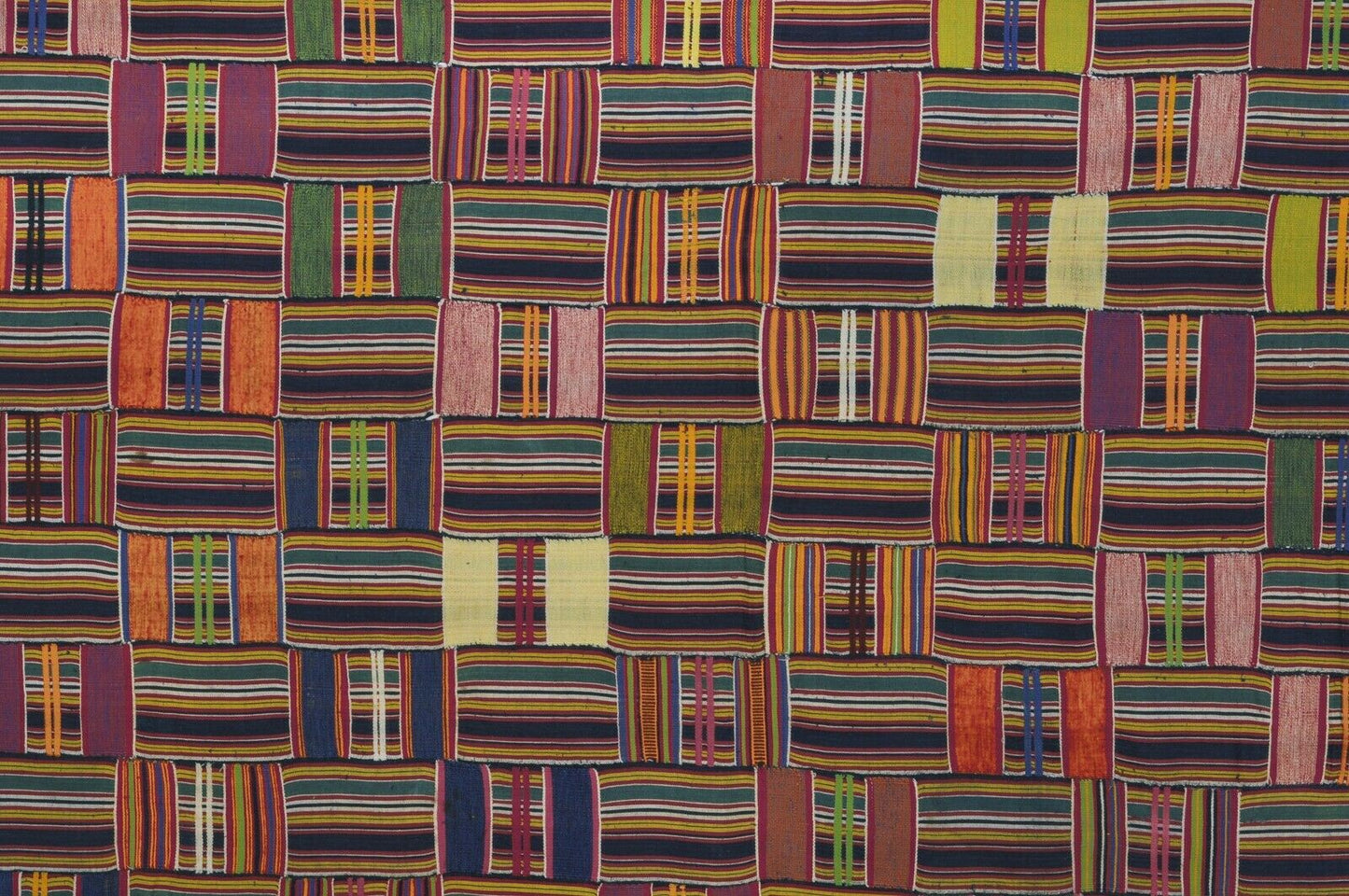 Nice Old Rare African Kente Ewe Ghana Hand Woven Cloth Textile Home Decoration - surface close-up