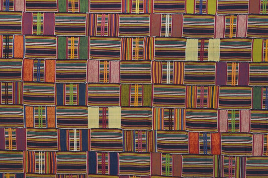 Vintage 1970s Handwoven Ewe Kente Cloth – 71¼″×48¼″ Volta, Ghana