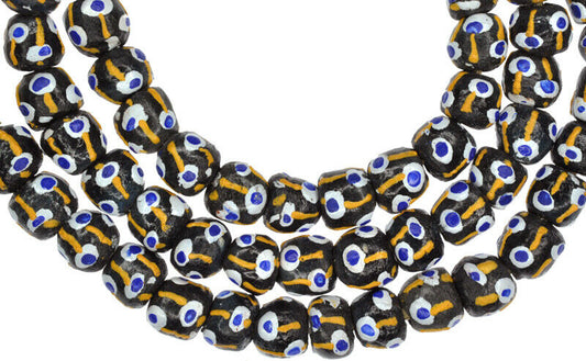 Exquisite African Trade Fancy Krobo Glass Beads - 10-11Mm - alternate view