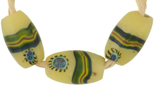 Rare Antique Peacock Millefiori Venetian Mosaic Glass Trade Beads - alternate view