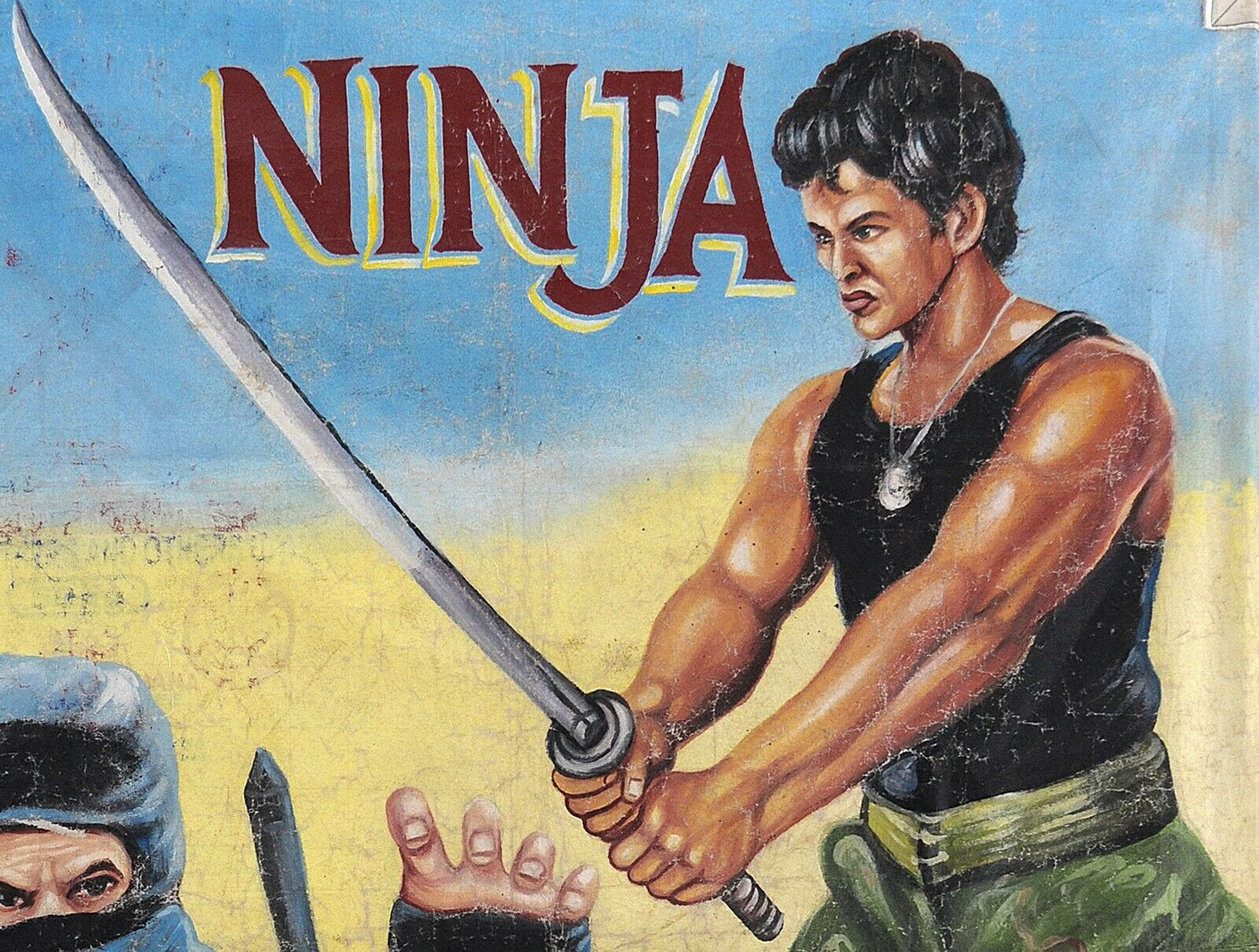 Ninja Movie Poster - Authentic Hand-Painted Ghana Art - close-up