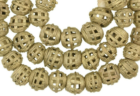 New Round African Brass Beads - Handcrafted By Ashanti Artisans - alternate view