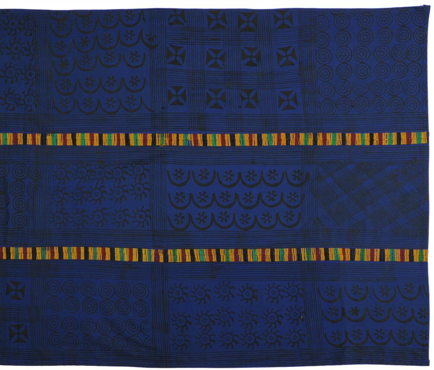 Hand Stamped Adinkra Cloth Woman Size 64"×42" – Authentic 1980s