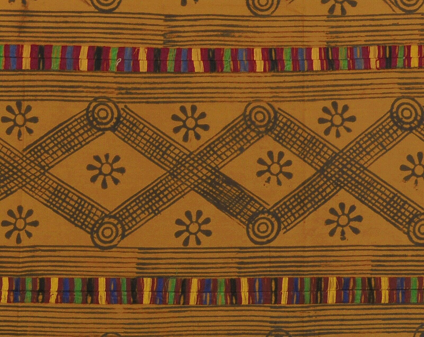 Adinkra Symbols Ashanti Cloth African Art Ghana Fabric Hand Stamped West Africa - alternate view