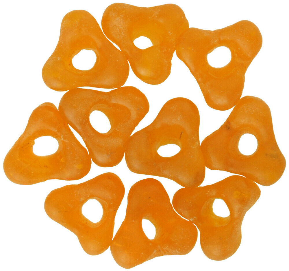Stunning Translucent Orange Krobo Glass Beads - 20" Strand - close-up