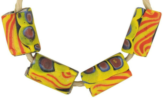 Antique Venetian Millefiori African Trade Beads - Rectangular Mosaic - alternate view