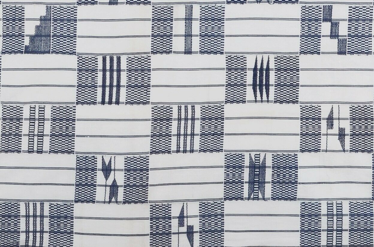 Handwoven Ashanti Kente – Vintage 1970s Cotton, Woman Size 64½″×38½″