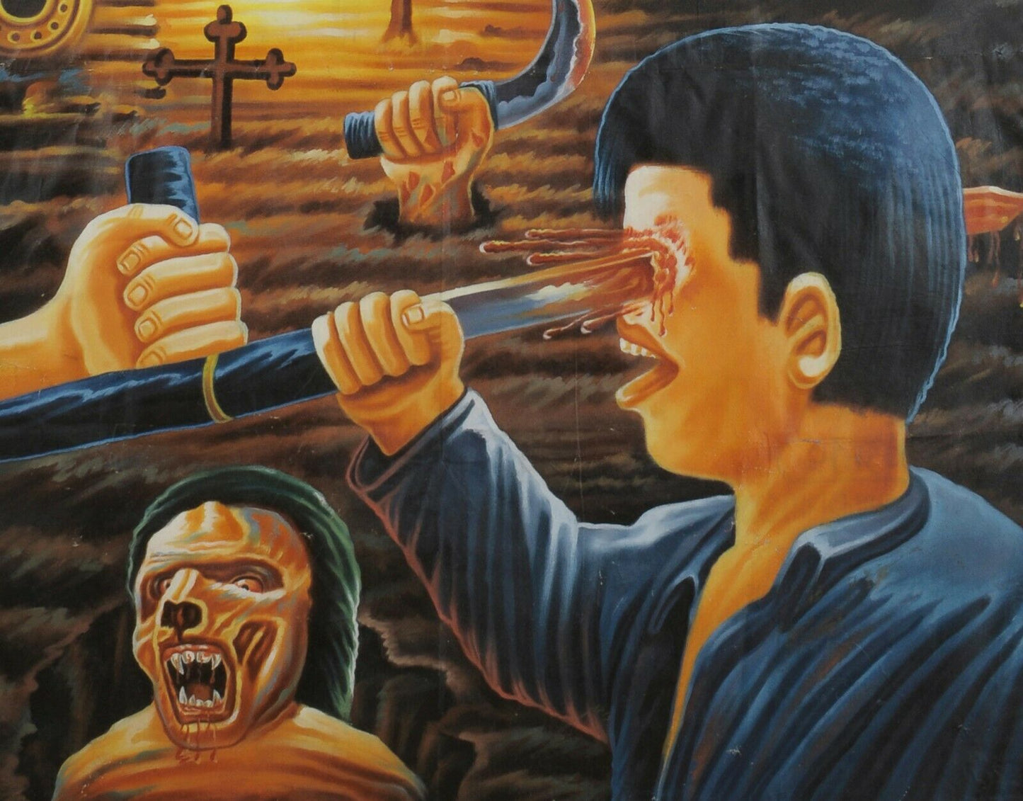 Bloodrayne Movie Poster - Authentic Art Hand Painted In Ghana - close-up