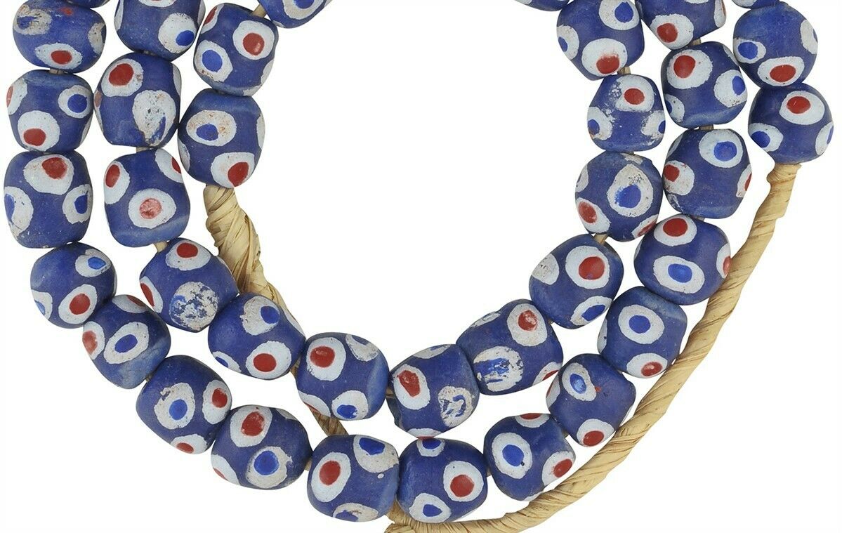 Unique Fancy Krobo African Trade Beads - Recycled Glass 11Mm - close-up