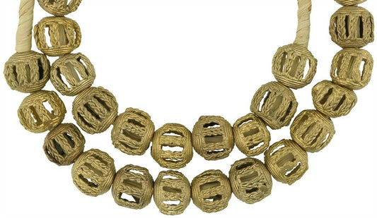 Handcrafted 20-Inch Ghanaian Brass Beads - Ancient Technique - alternate view