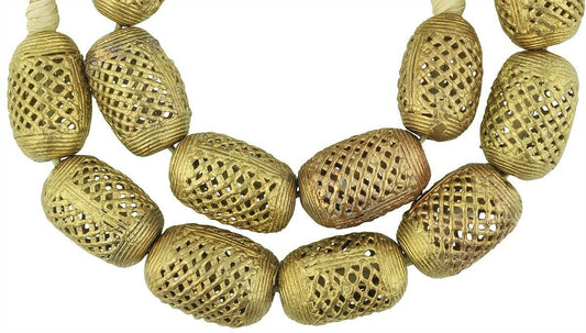 Handcrafted Large Brass Beads From Ghana - 21.5" Strand - alternate view