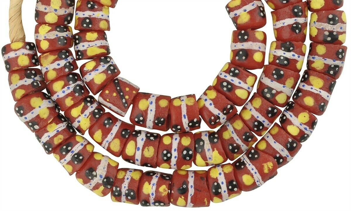 African Trade Beads: New Fancy Powder Glass Beads From Ghana - close-up