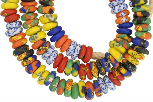 Colorful African Trade Beads - Fused Recycled Glass From Ghana - alternate view