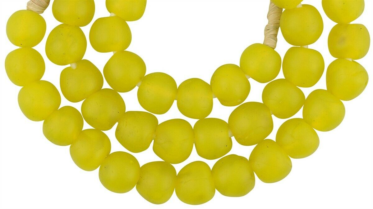 Handmade Ghana Krobo Glass Beads - Recycled African Trade Beads - angled shot