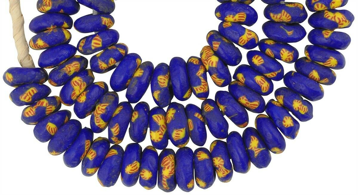 Large African Trade Beads - Recycled Ghana Glass Beads - close-up
