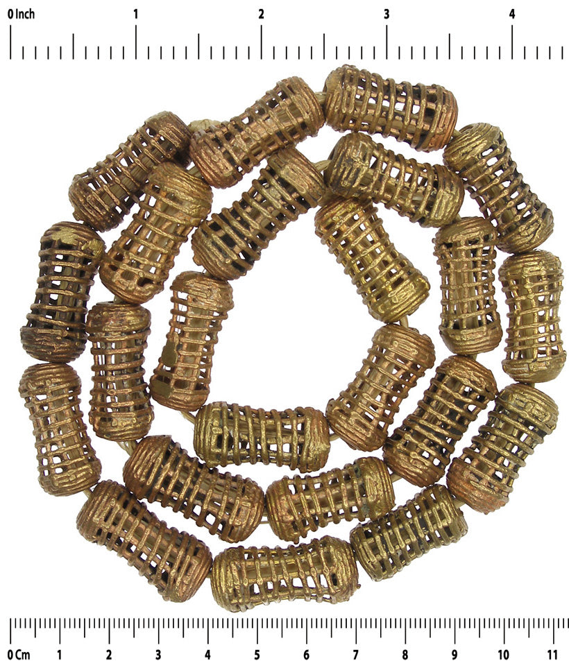 Handmade Ashanti Brass Beads - Authentic Ghanaian Craftsmanship - close-up