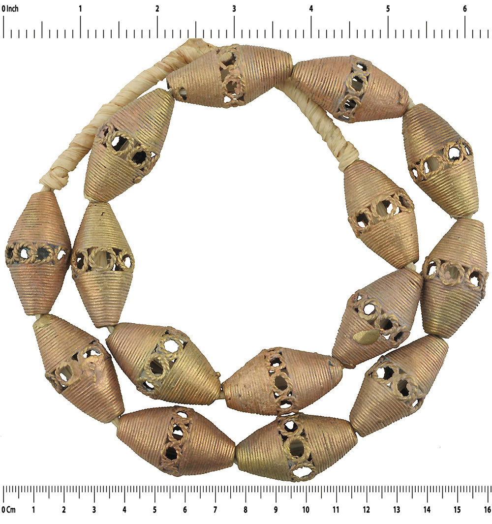 Large Handmade Ghanaian Brass Beads By Artisans Metal Art - close-up