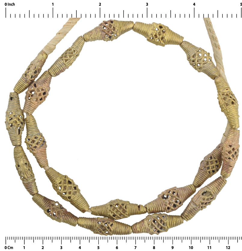 New Handcrafted Tabular Brass Beads By Ashanti Artisans - Tribalgh - close-up