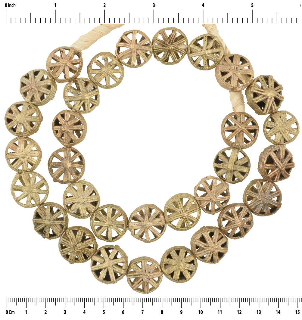 Exquisite Handmade Tabular Brass Beads From Ghana - Tribalgh - close-up