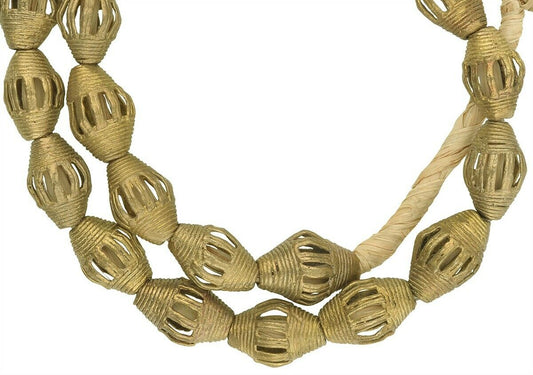 Handcrafted Ghanaian Brass Beads Strand - Ancient Craft - alternate view