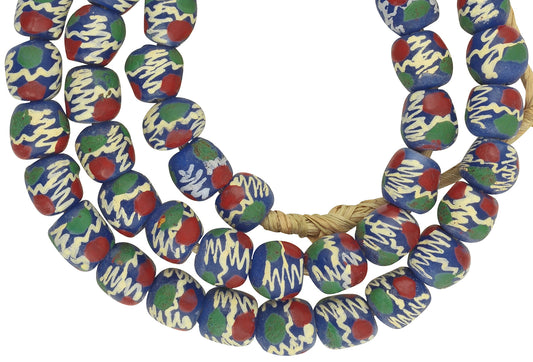 African Trade Beads: 10-11Mm Fancy Powder Glass Beads From Ghana - alternate view