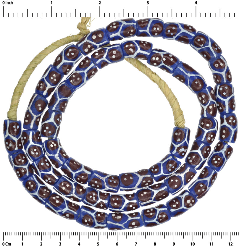 African Trade Beads - Fancy Powder Glass Krobo Beads, 9Mm, 26" Strand - close-up