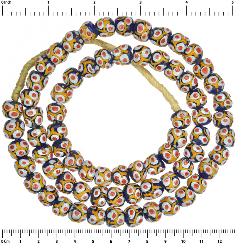 Elegant African Trade Beads: Fancy Krobo Powder Glass Beads, 10-11Mm - close-up
