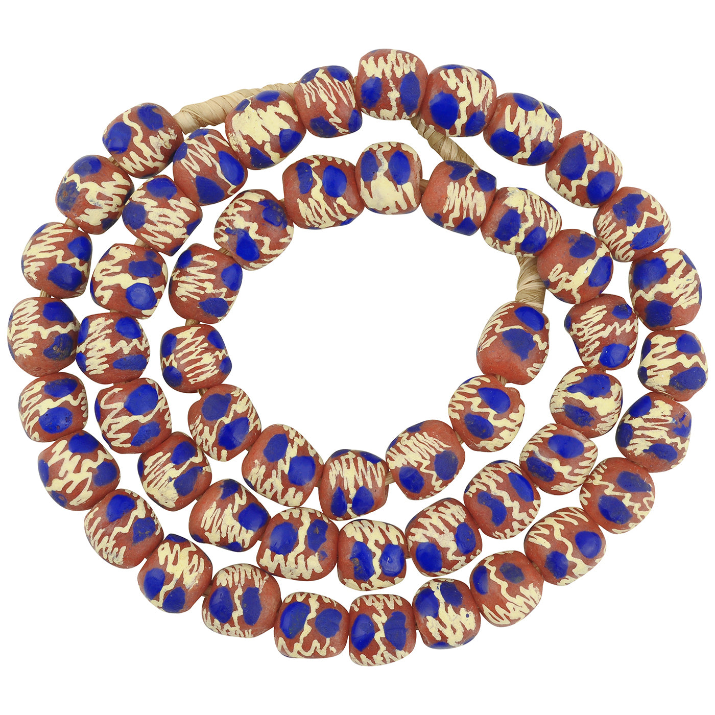 Authentic Ghana Fancy Powder Glass Beads - 11-12Mm, 24" Strand