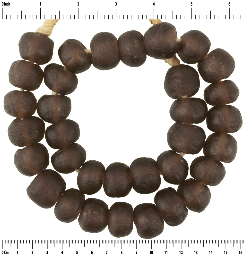 X-Large Translucent Recycled African Glass Beads, Ghana - close-up