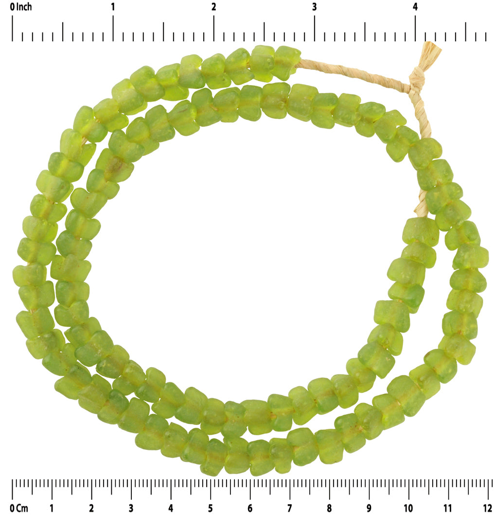 African Trade Beads: Translucent Krobo Glass Beads, 20" Strand - zoomed-in detail