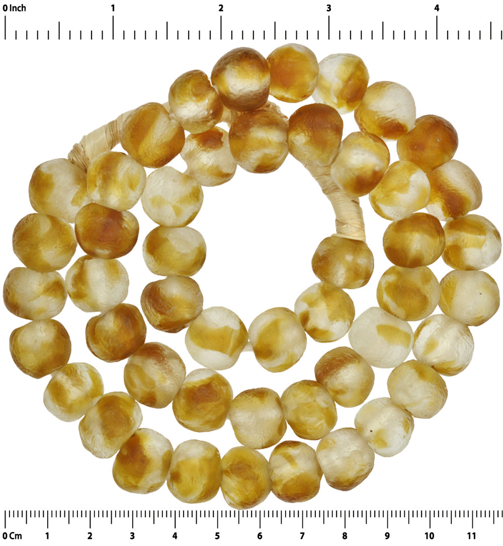 Translucent Krobo Glass Trade Beads - Handmade In Ghana - close-up