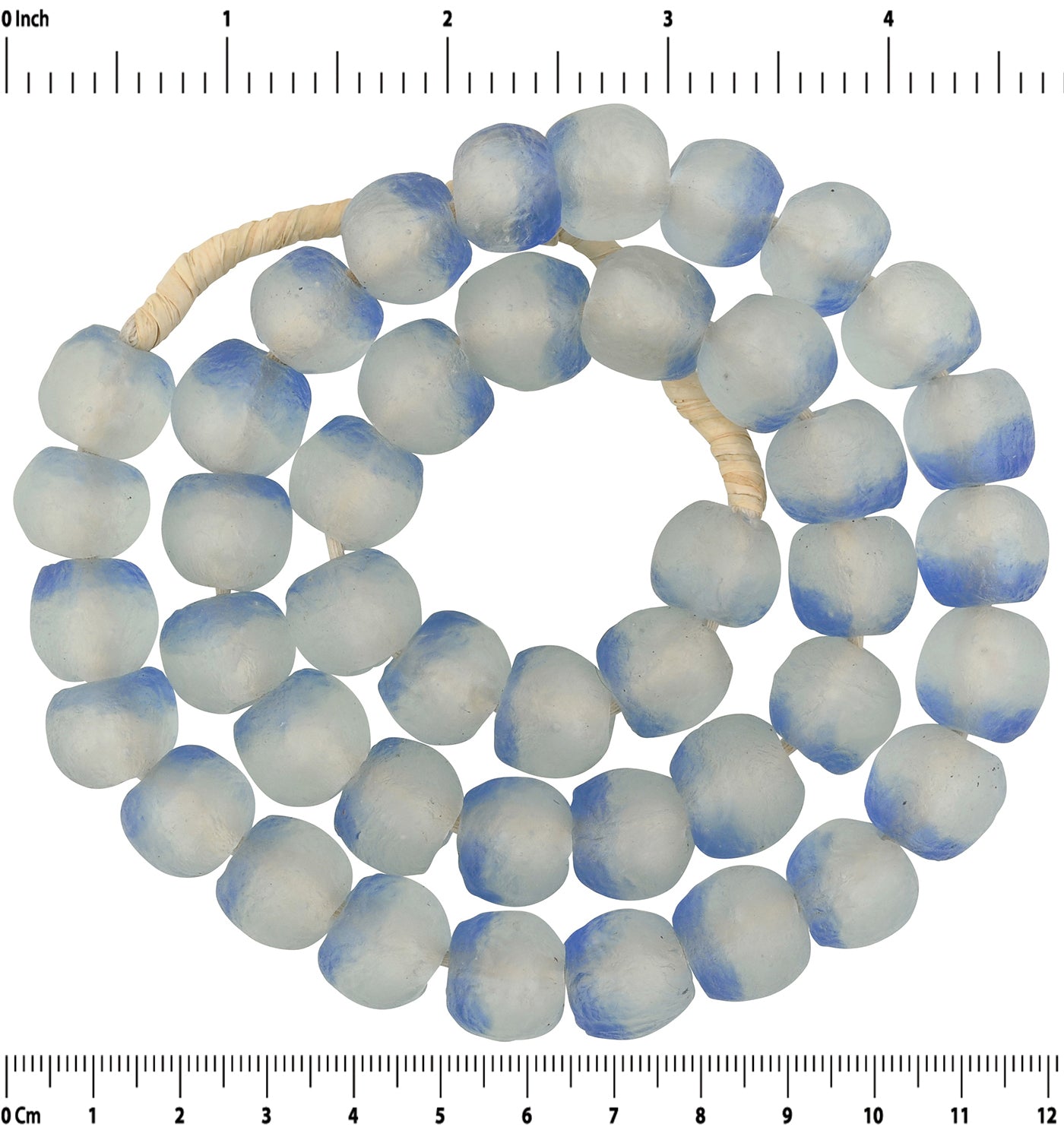 Translucent Powder Glass Krobo Beads - Recycled Ghana Trade Beads - zoomed-in detail