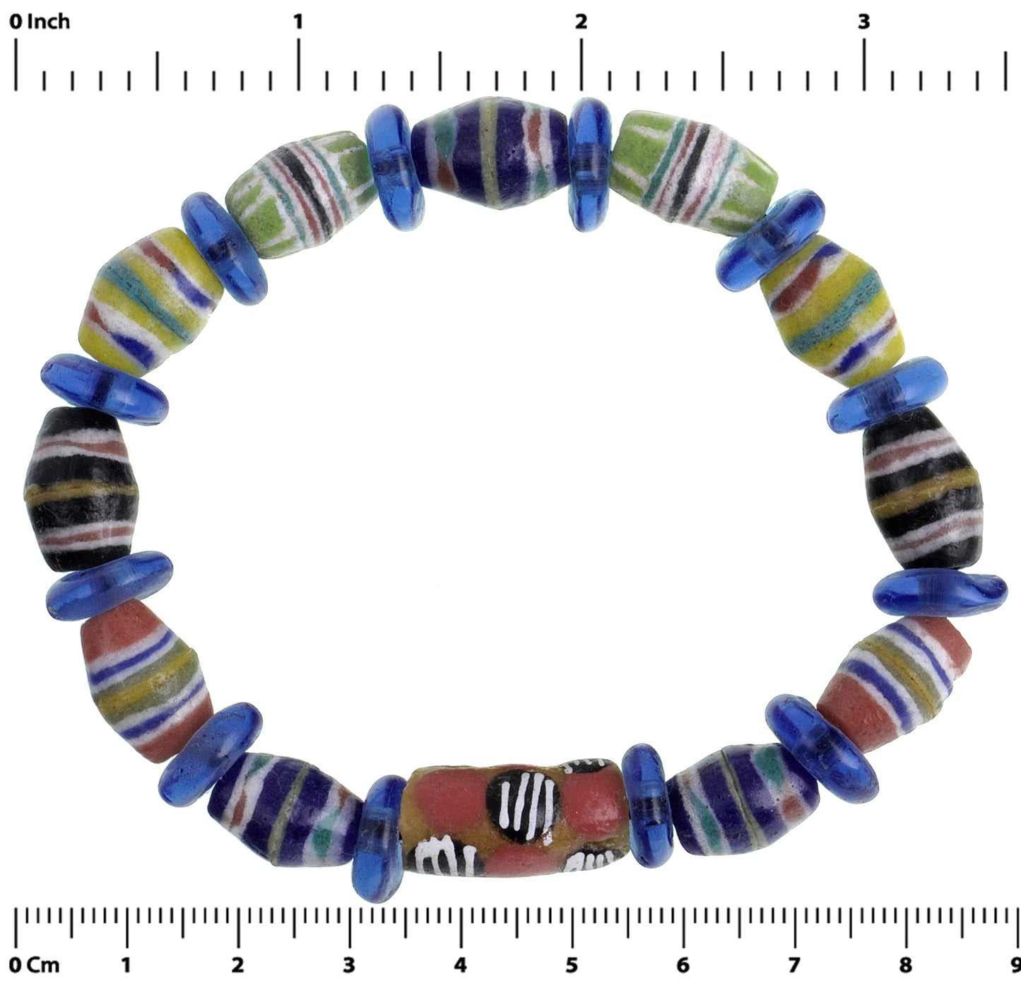 Handmade African Beaded Bracelet - Glass Beads From Ghana - zoomed-in detail