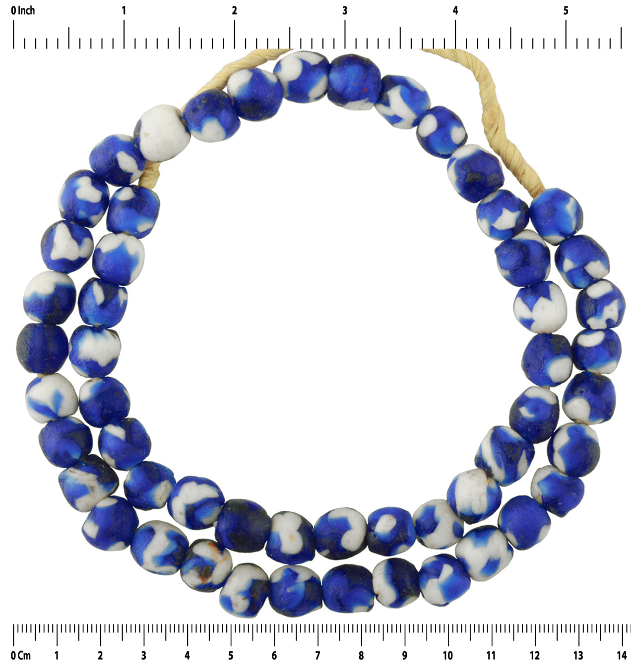 10Mm Navy Blue Glass Beads - Handmade African Krobo Strand - close-up