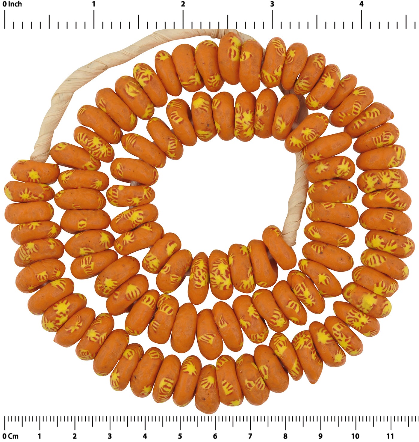 Large Size African Trade Beads - Ghana Fused Glass Disks - zoomed-in detail