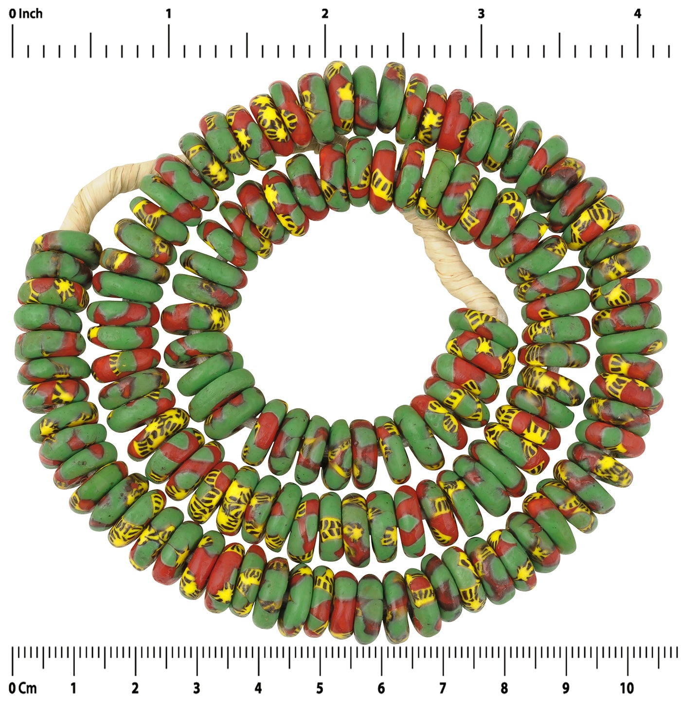 Handmade African Trade Beads - Fused Ghana Glass Disks 11Mm - zoomed-in detail