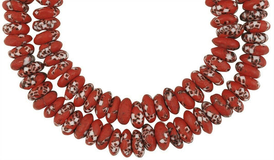 Handmade African Trade Beads - Ghana Recycled Fused Glass Disks - alternate view