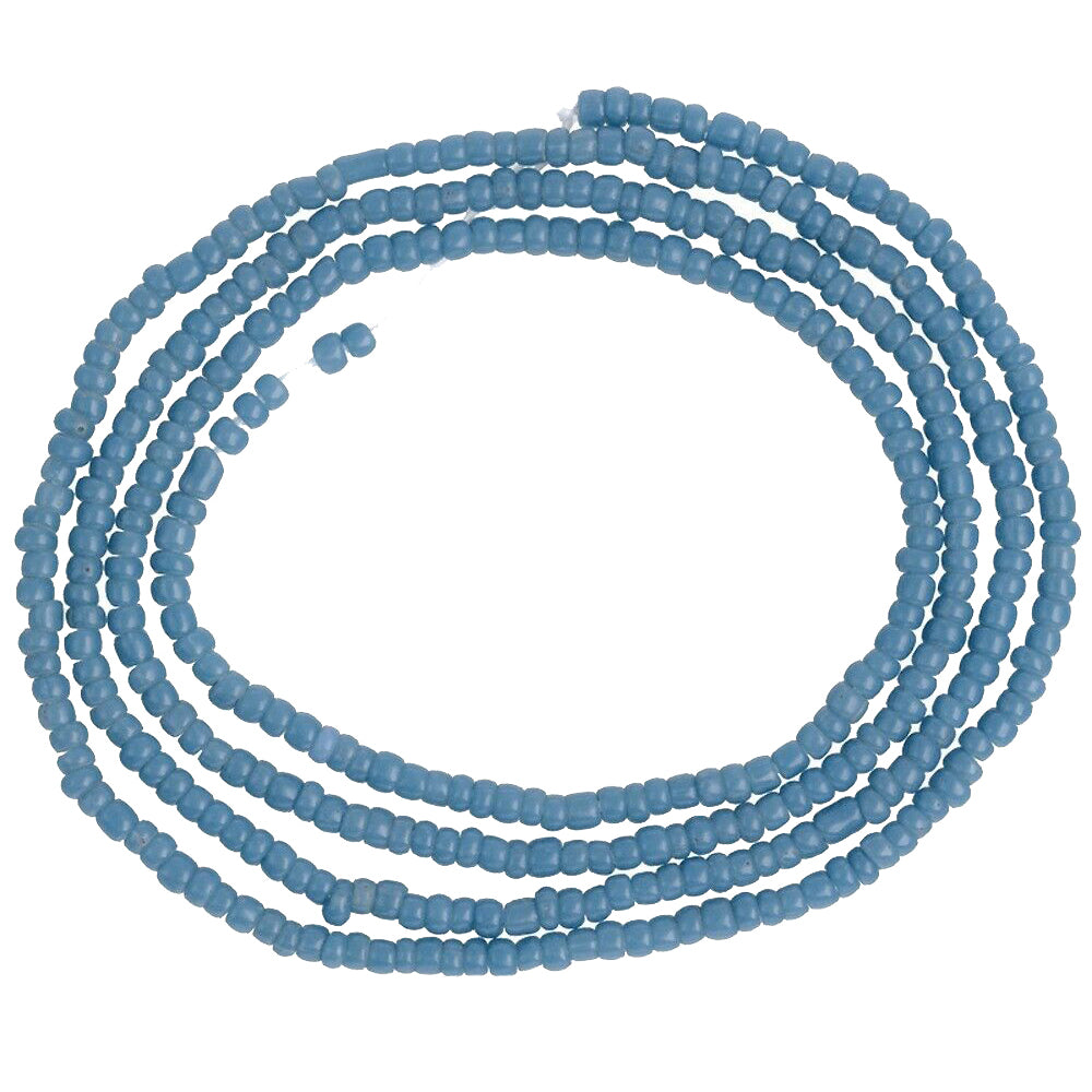 Vintage Blue Old Venetian Seed Beads Strand • Tiny 2–3 mm Trade Beads
