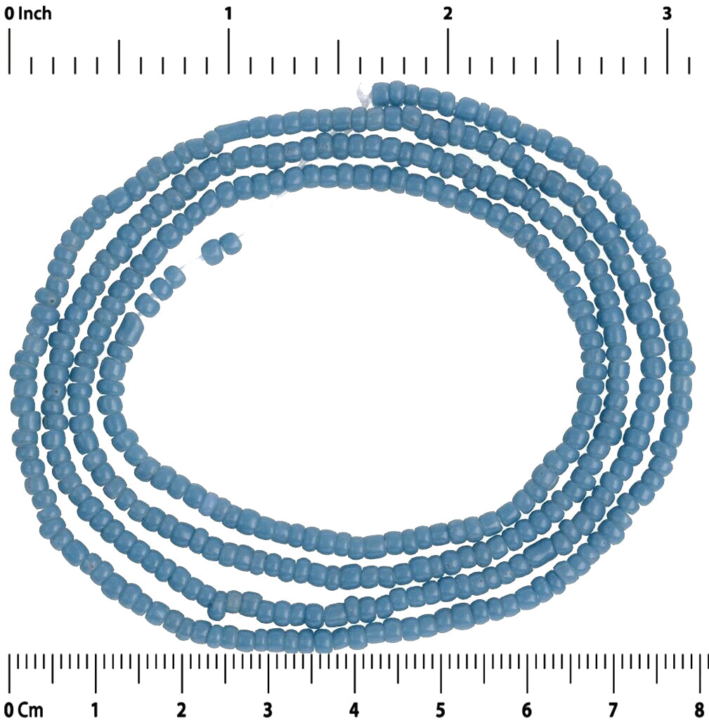 Vintage Blue Old Venetian Seed Beads Strand • Tiny 2–3 mm Trade Beads