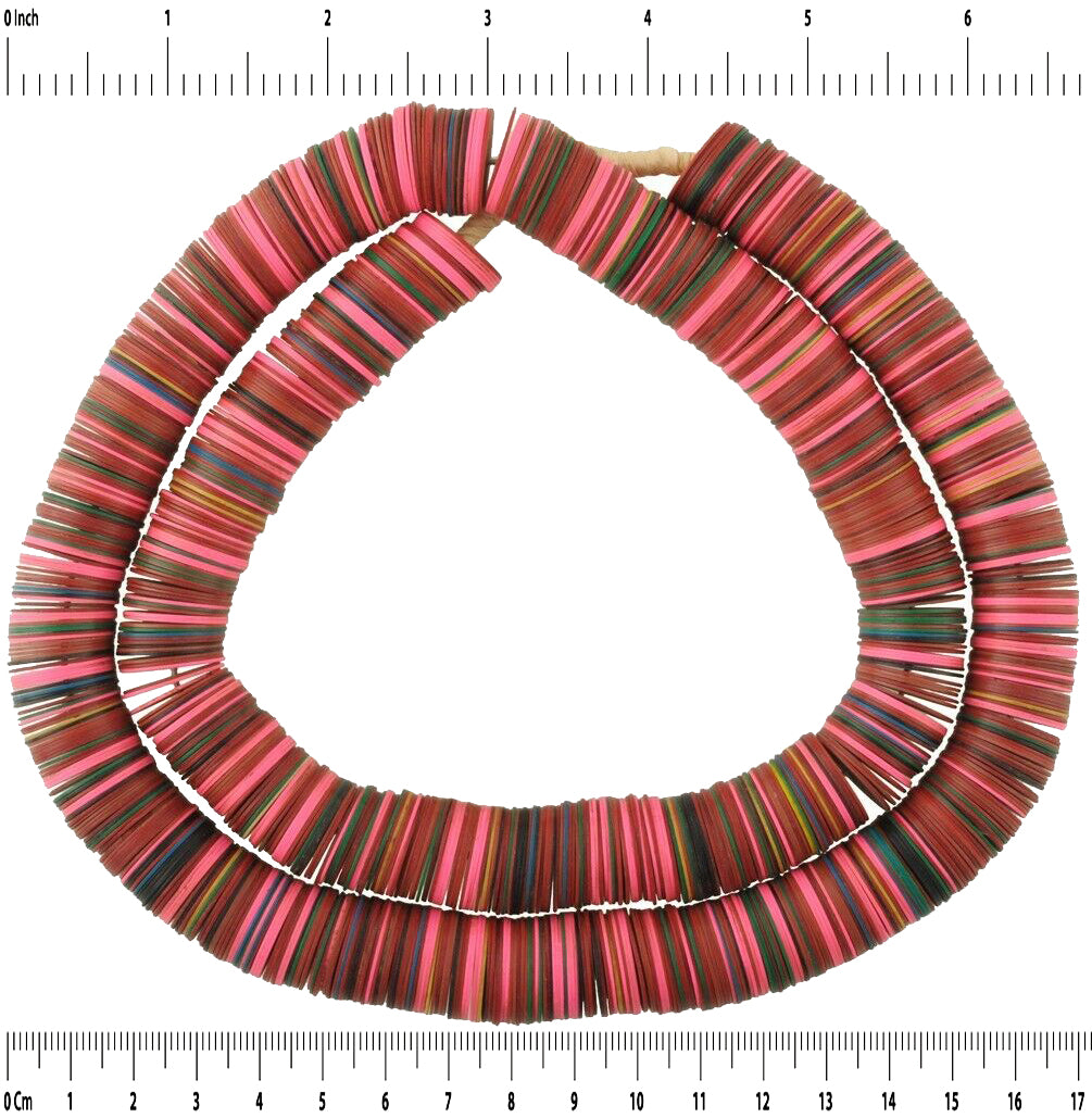 Old Bohemian Czech Vulcanic Disk African Trade Beads 15Mm - close-up